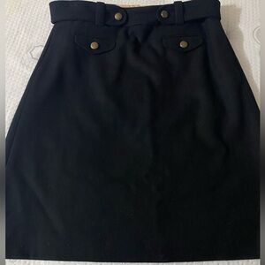 J. Crew Black Wool Skirt with Button Detail